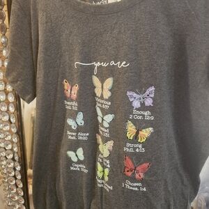 Gray Butterfly Graphic T-Shirt